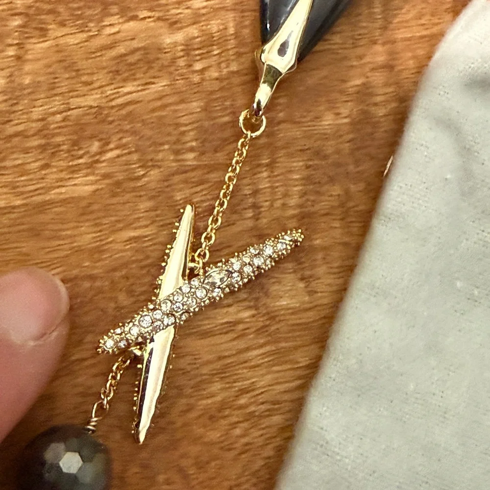 Alexis Bittar Black and Gold Crystal Futuristic Lucite Archive Necklace NWT - Picture 8 of 12